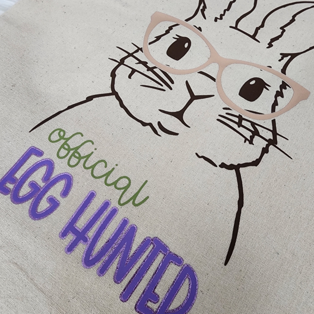 Easter Bunny Egg Hunt Bag - Tan, Purple, Green- Easter Basket